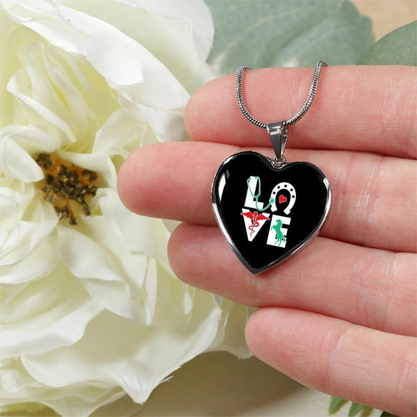 Equine Veterinarian Jewelry Gift Luxury Heart Necklace - Equine Love-Necklace-I love Veterinary
