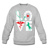 Equine Veterinarian Love Crewneck Sweatshirt-Unisex Crewneck Sweatshirt | Gildan 18000-I love Veterinary