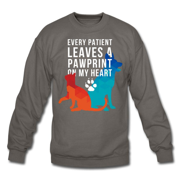 Every patient leaves a pawprint on my heart Crewneck Sweatshirt-Unisex Crewneck Sweatshirt | Gildan 18000-I love Veterinary