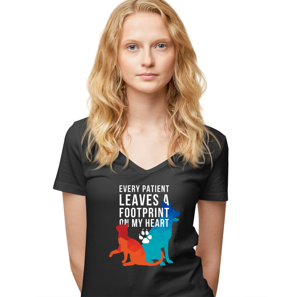 Every patients leaves a pawprint on my heart Women's V-Neck T-Shirt-Women's V-Neck T-Shirt | Fruit of the Loom L39VR-I love Veterinary