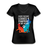 Every patients leaves a pawprint on my heart Women's V-Neck T-Shirt-Women's V-Neck T-Shirt | Fruit of the Loom L39VR-I love Veterinary