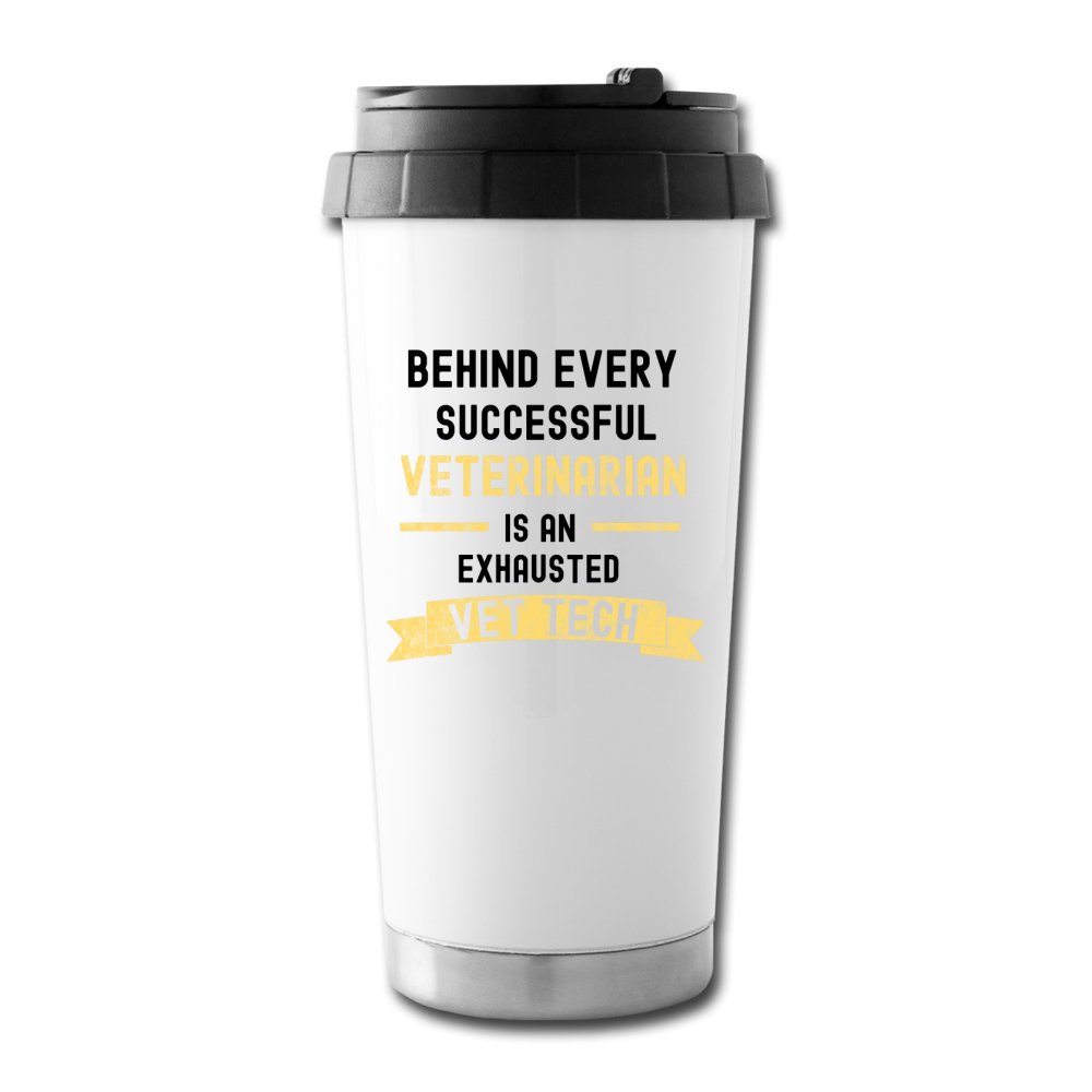 Exhausted 16 oz Travel Mug-Travel Mug-I love Veterinary
