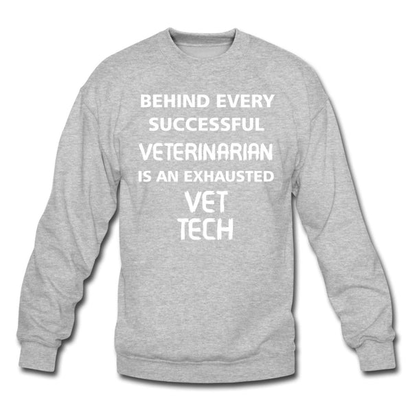 Exhausted Vet Tech Crewneck Sweatshirt-Unisex Crewneck Sweatshirt | Gildan 18000-I love Veterinary