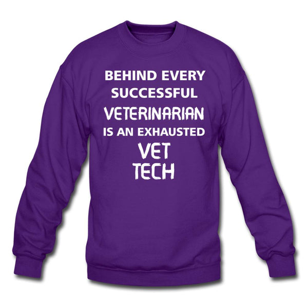 Exhausted Vet Tech Crewneck Sweatshirt-Unisex Crewneck Sweatshirt | Gildan 18000-I love Veterinary