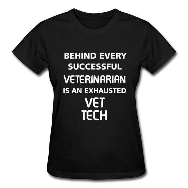 Exhausted Vet Tech Gildan Ultra Cotton Ladies T-Shirt-Ultra Cotton Ladies T-Shirt | Gildan G200L-I love Veterinary