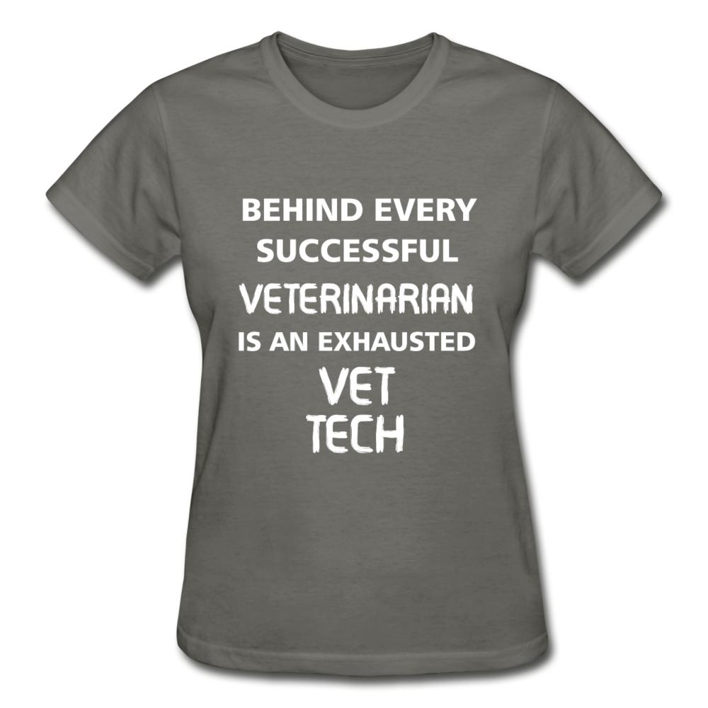 Exhausted Vet Tech Gildan Ultra Cotton Ladies T-Shirt-Ultra Cotton Ladies T-Shirt | Gildan G200L-I love Veterinary
