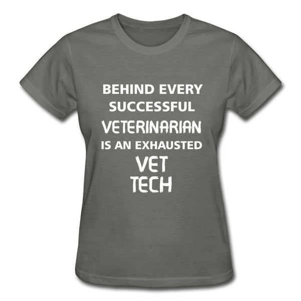 Exhausted Vet Tech Gildan Ultra Cotton Ladies T-Shirt-Ultra Cotton Ladies T-Shirt | Gildan G200L-I love Veterinary