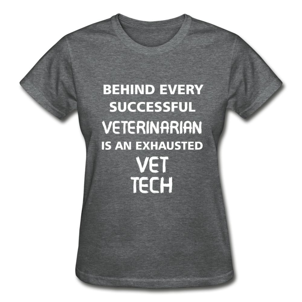Exhausted Vet Tech Gildan Ultra Cotton Ladies T-Shirt-Ultra Cotton Ladies T-Shirt | Gildan G200L-I love Veterinary
