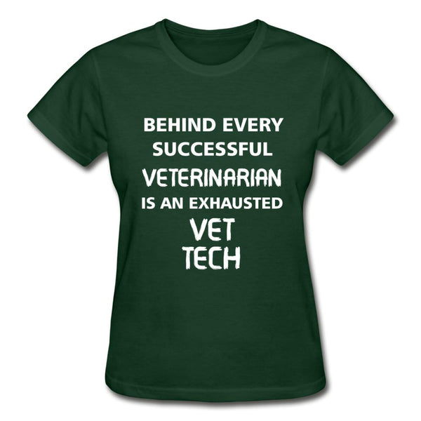 Exhausted Vet Tech Gildan Ultra Cotton Ladies T-Shirt-Ultra Cotton Ladies T-Shirt | Gildan G200L-I love Veterinary