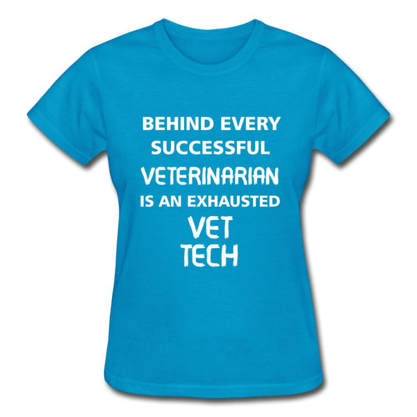 Exhausted Vet Tech Gildan Ultra Cotton Ladies T-Shirt-Ultra Cotton Ladies T-Shirt | Gildan G200L-I love Veterinary