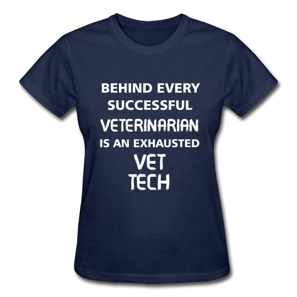 Exhausted Vet Tech Gildan Ultra Cotton Ladies T-Shirt-Ultra Cotton Ladies T-Shirt | Gildan G200L-I love Veterinary