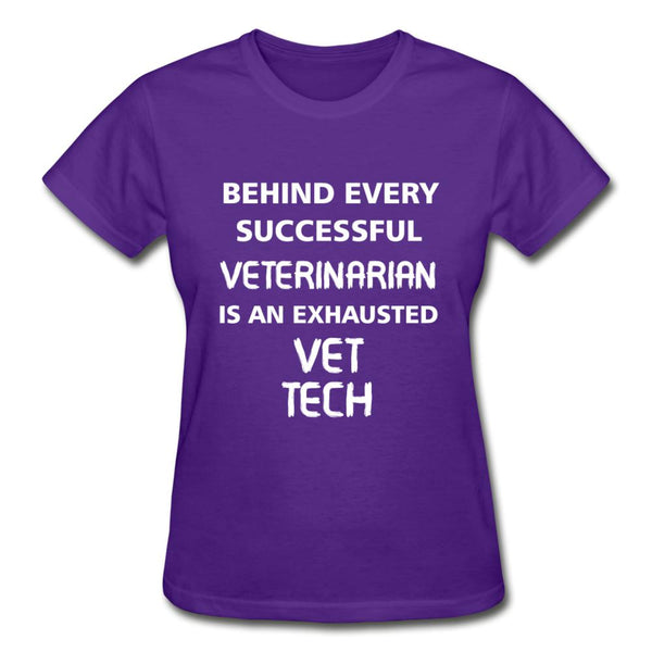 Exhausted Vet Tech Gildan Ultra Cotton Ladies T-Shirt-Ultra Cotton Ladies T-Shirt | Gildan G200L-I love Veterinary