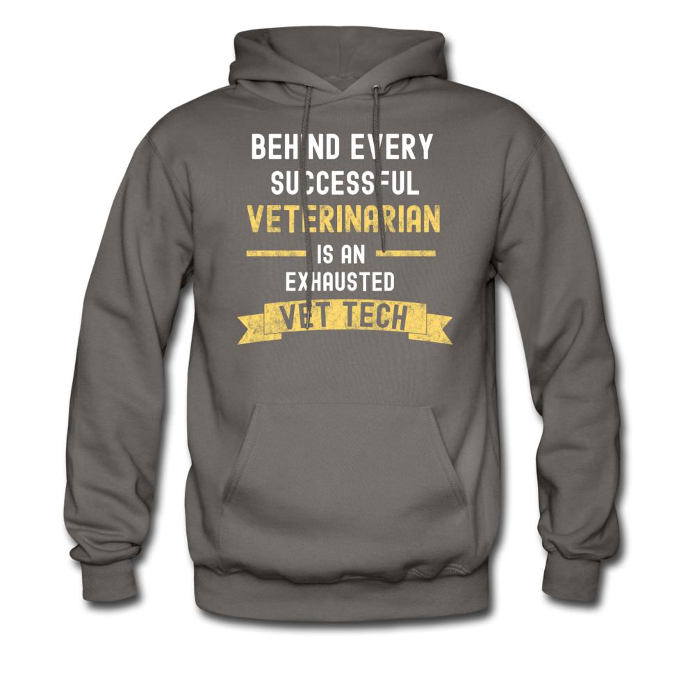 Exhausted Vet Tech Unisex Hoodie-Men's Hoodie | Hanes P170-I love Veterinary