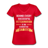 Exhausted Vet Tech Women's V-Neck T-Shirt-Women's V-Neck T-Shirt | Fruit of the Loom L39VR-I love Veterinary