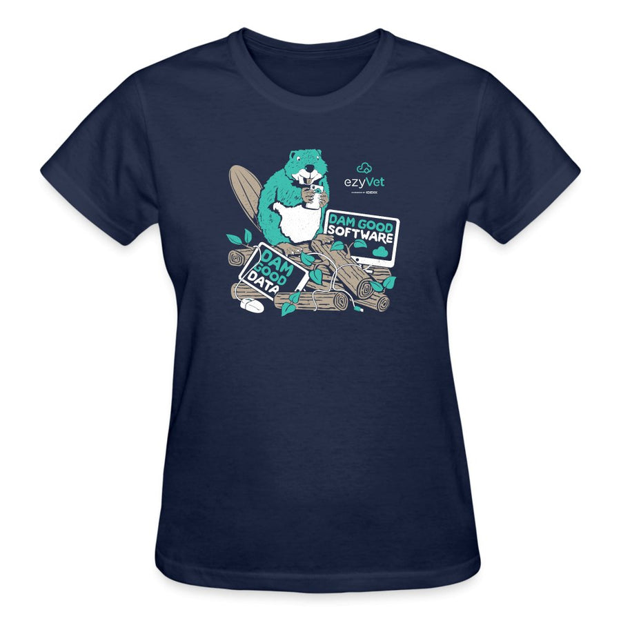 ezyVet Beaver Ladies T-Shirt-Ultra Cotton Ladies T-Shirt | Gildan G200L-I love Veterinary