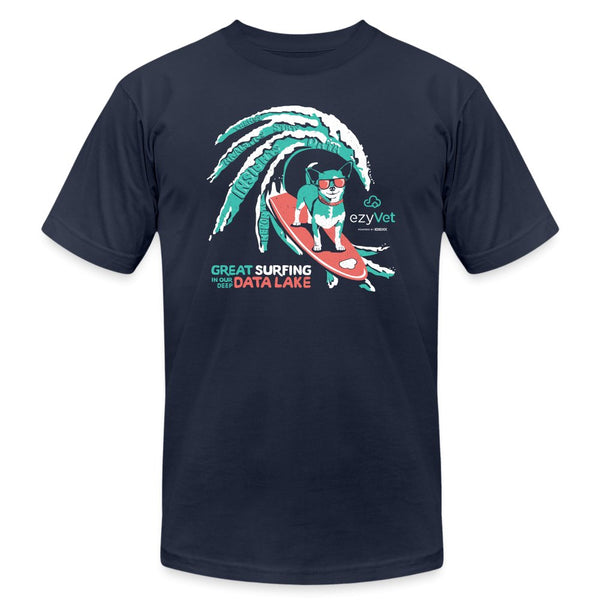 ezyVet Surf Dog Unisex T-shirt-Unisex Staple T-Shirt | Bella + Canvas 3001-I love Veterinary