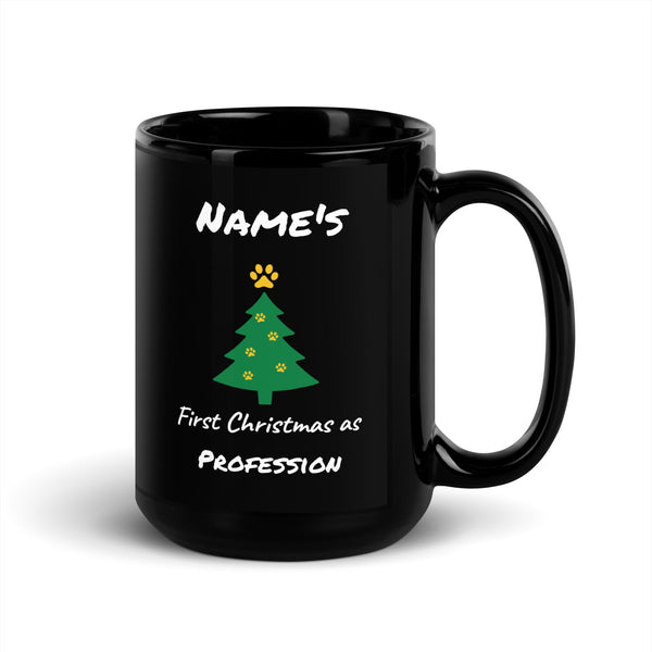 First Christmas As - Personalizable Full Color Mug-Black Glossy Mug-I love Veterinary