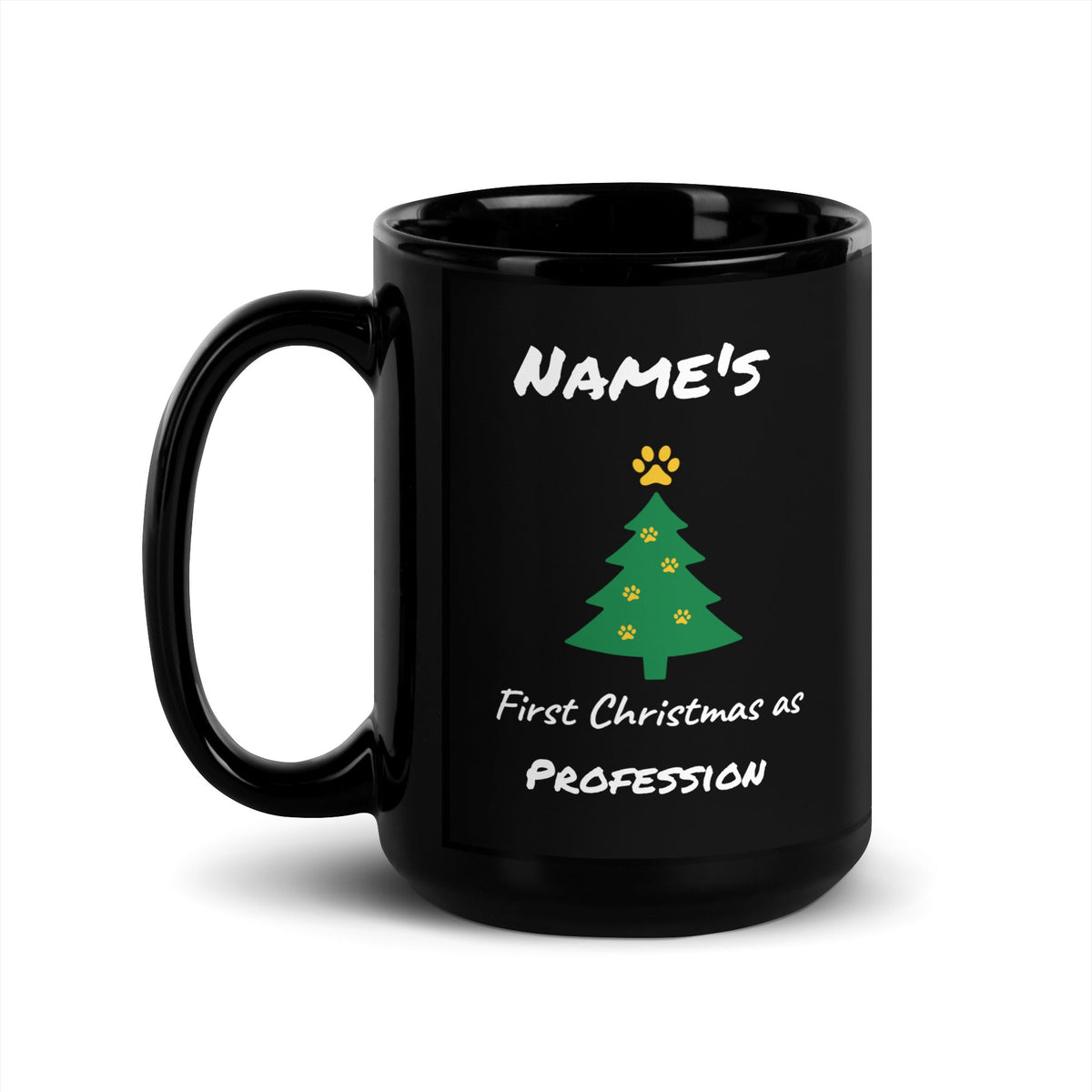 First Christmas As - Personalizable Full Color Mug-Black Glossy Mug-I love Veterinary