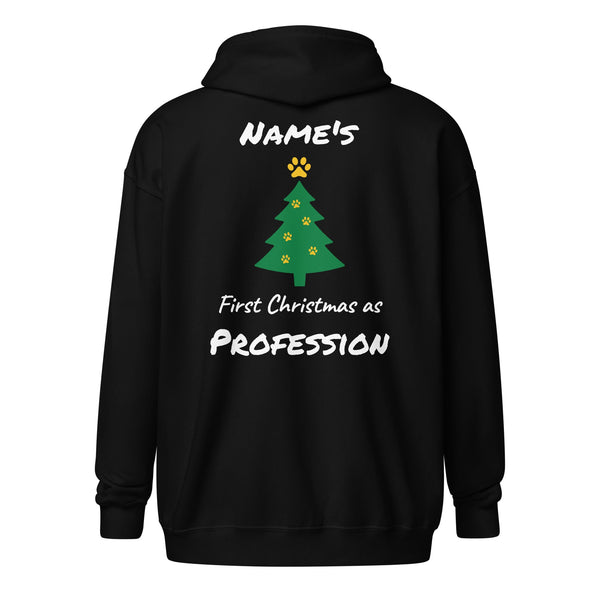First Christmas As - Personalizable zip hoodie-I love Veterinary