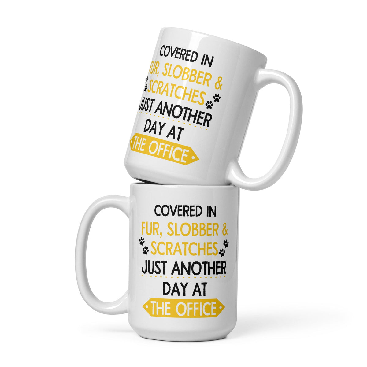 Fur, Slobber, Scratches White glossy mug-White Glossy Mug-I love Veterinary