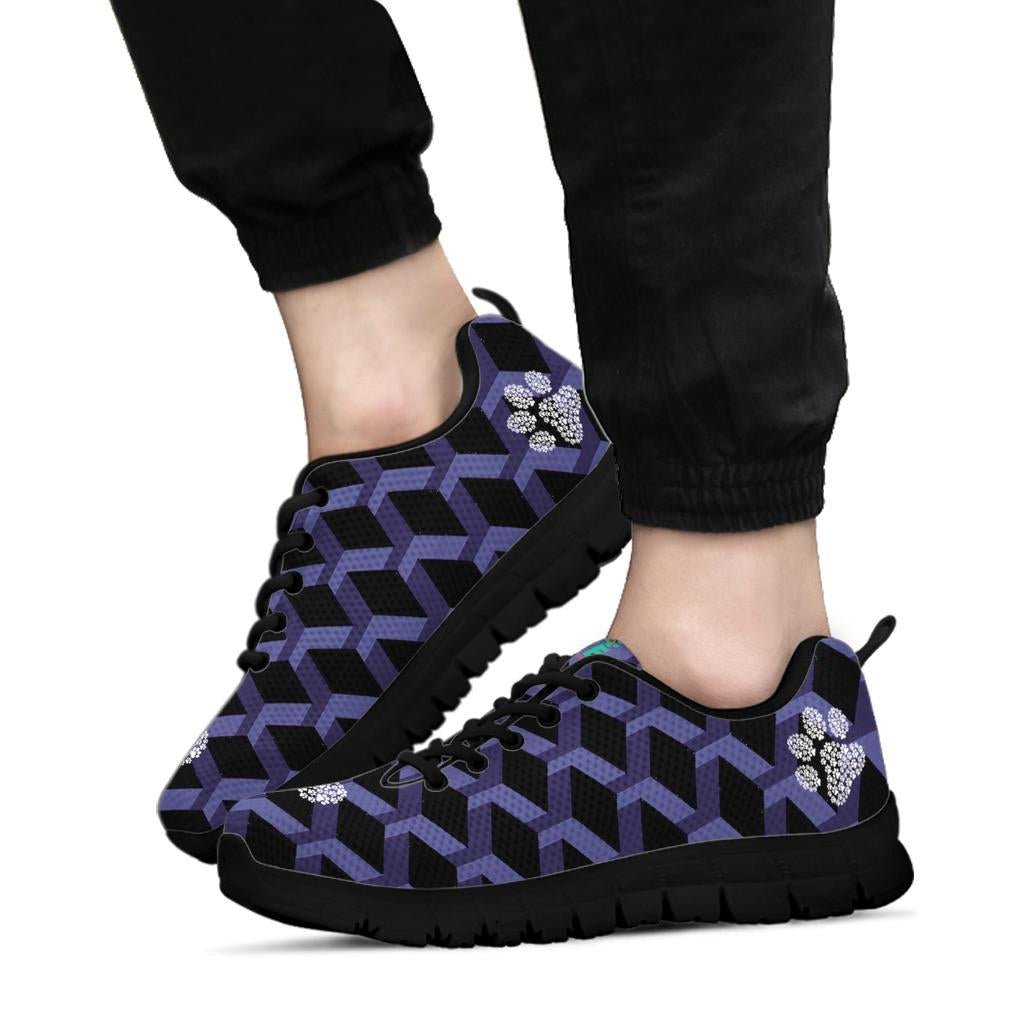 Geo Pattern with Pawprints - Women's Sneakers-Sneakers-I love Veterinary