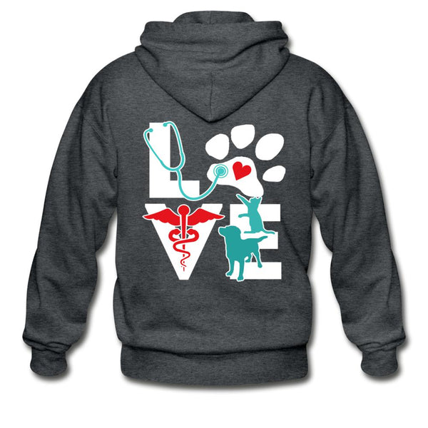 Love Dog and Cat Unisex Zip Hoodie-Heavy Blend Adult Zip Hoodie | Gildan G18600-I love Veterinary