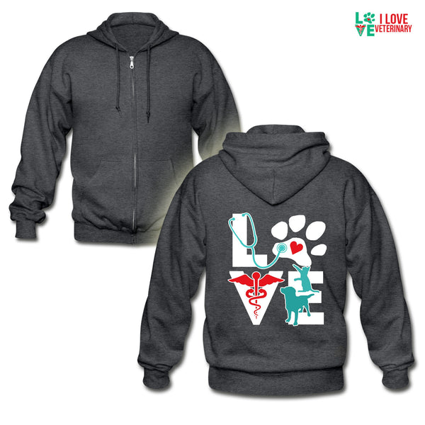Love Dog and Cat Unisex Zip Hoodie-Heavy Blend Adult Zip Hoodie | Gildan G18600-I love Veterinary