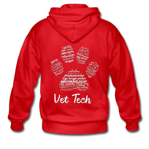 Vet Tech - Paw Print Unisex Zip Hoodie-Gildan Heavy Blend Adult Zip Hoodie-I love Veterinary