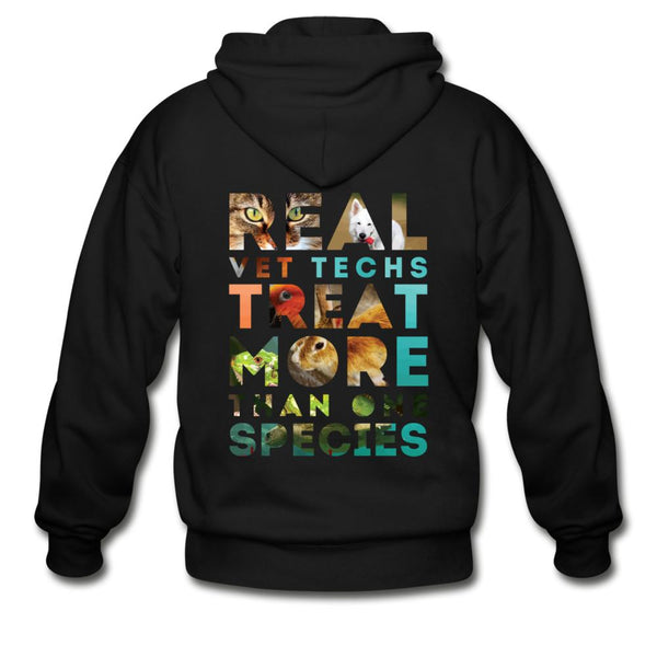 Vet Tech - Real vet techs treat more than one species Unisex Zip Hoodie-Gildan Heavy Blend Adult Zip Hoodie-I love Veterinary