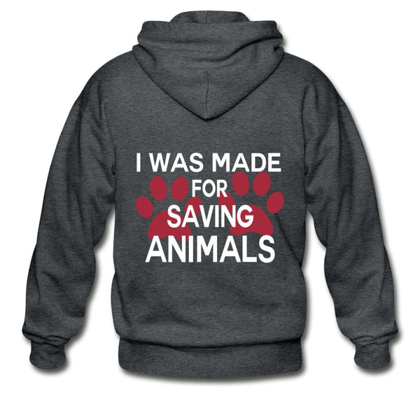 Veterinary - I was made for saving animals Unisex Zip Hoodie-Gildan Heavy Blend Adult Zip Hoodie-I love Veterinary