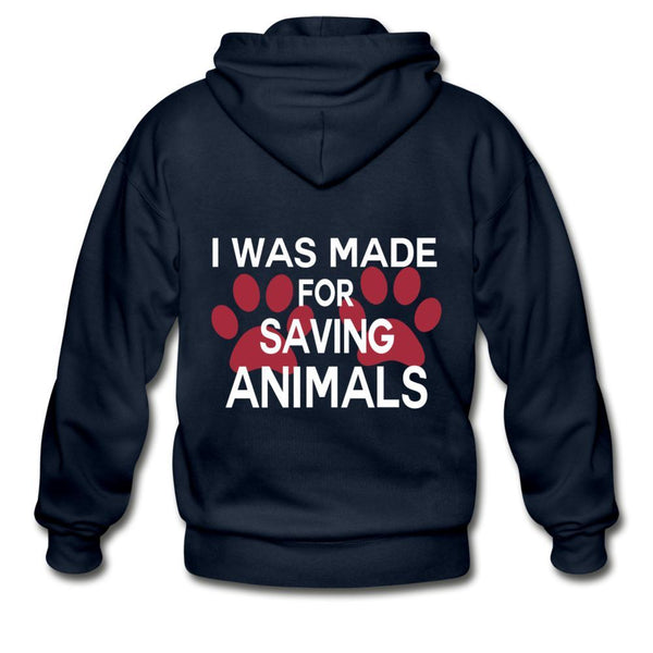 Veterinary - I was made for saving animals Unisex Zip Hoodie-Gildan Heavy Blend Adult Zip Hoodie-I love Veterinary