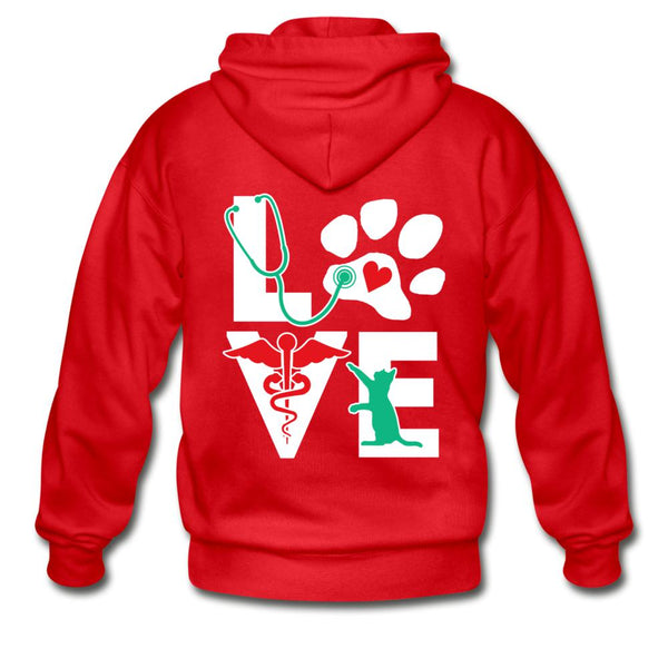 Veterinary - Love cat Unisex Zip Hoodie-Gildan Heavy Blend Adult Zip Hoodie-I love Veterinary