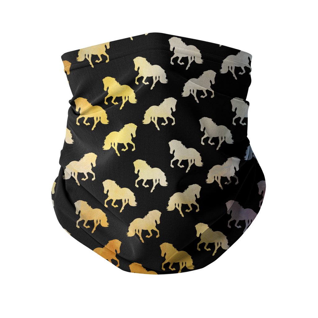 Golden Horses Sublimation Neck Gaiter-Sublimation Neck Gaiter-I love Veterinary