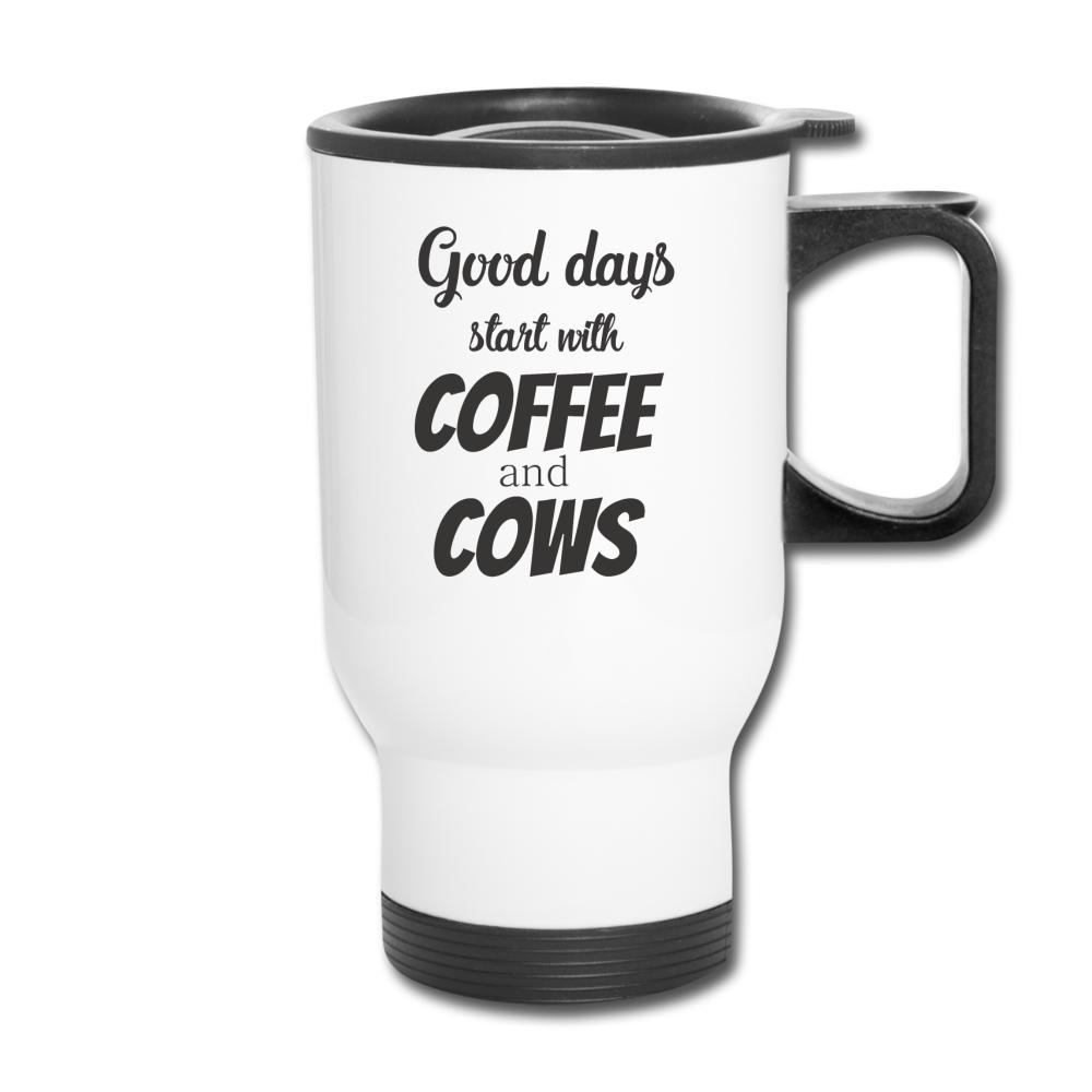 Good days start with coffee and cows 14oz Travel Mug-Travel Mug | BestSub B4QC2-I love Veterinary