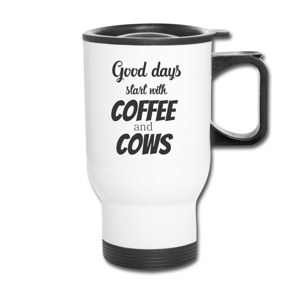 Good days start with coffee and cows 14oz Travel Mug-Travel Mug | BestSub B4QC2-I love Veterinary
