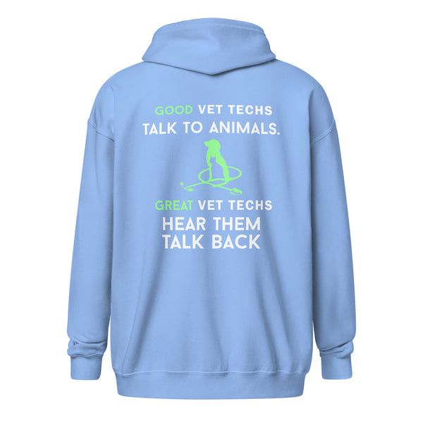 Good vet techs talk to animals Unisex Zip Hoodie-Unisex Heavy Blend Zip Hoodie | Gildan 18600-I love Veterinary