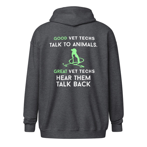 Good vet techs talk to animals Unisex Zip Hoodie-Unisex Heavy Blend Zip Hoodie | Gildan 18600-I love Veterinary