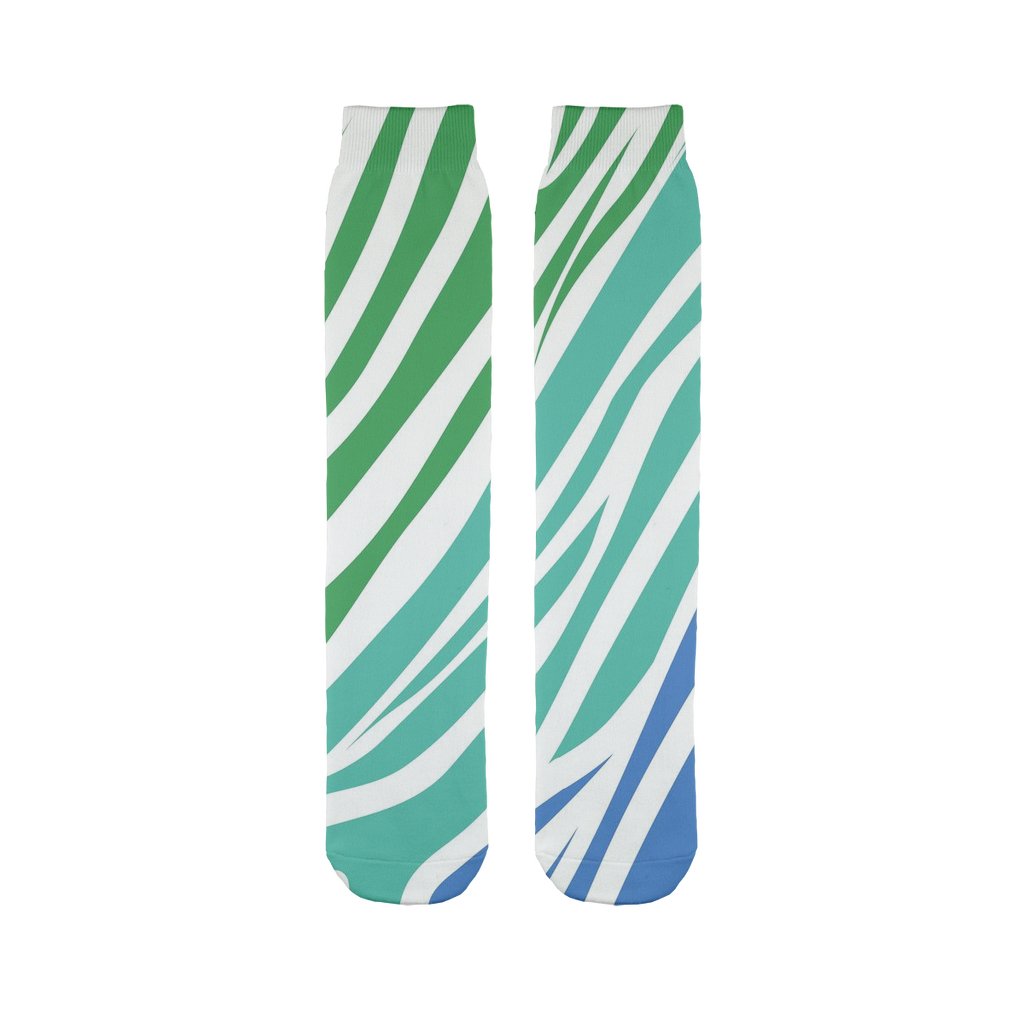 Green blue zebra pattern Sublimation Tube Sock-Sublimation Sock-I love Veterinary