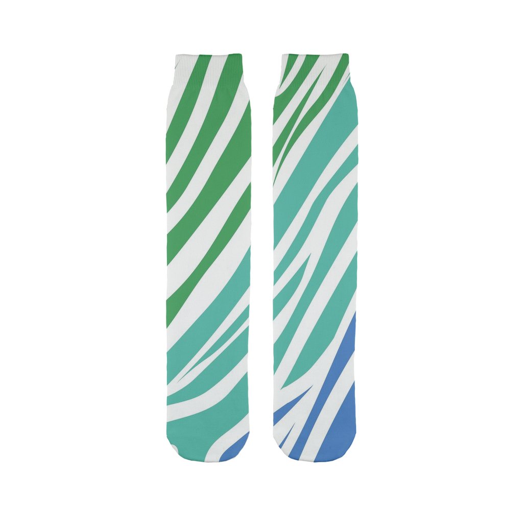 Green blue zebra pattern Sublimation Tube Sock-Sublimation Sock-I love Veterinary