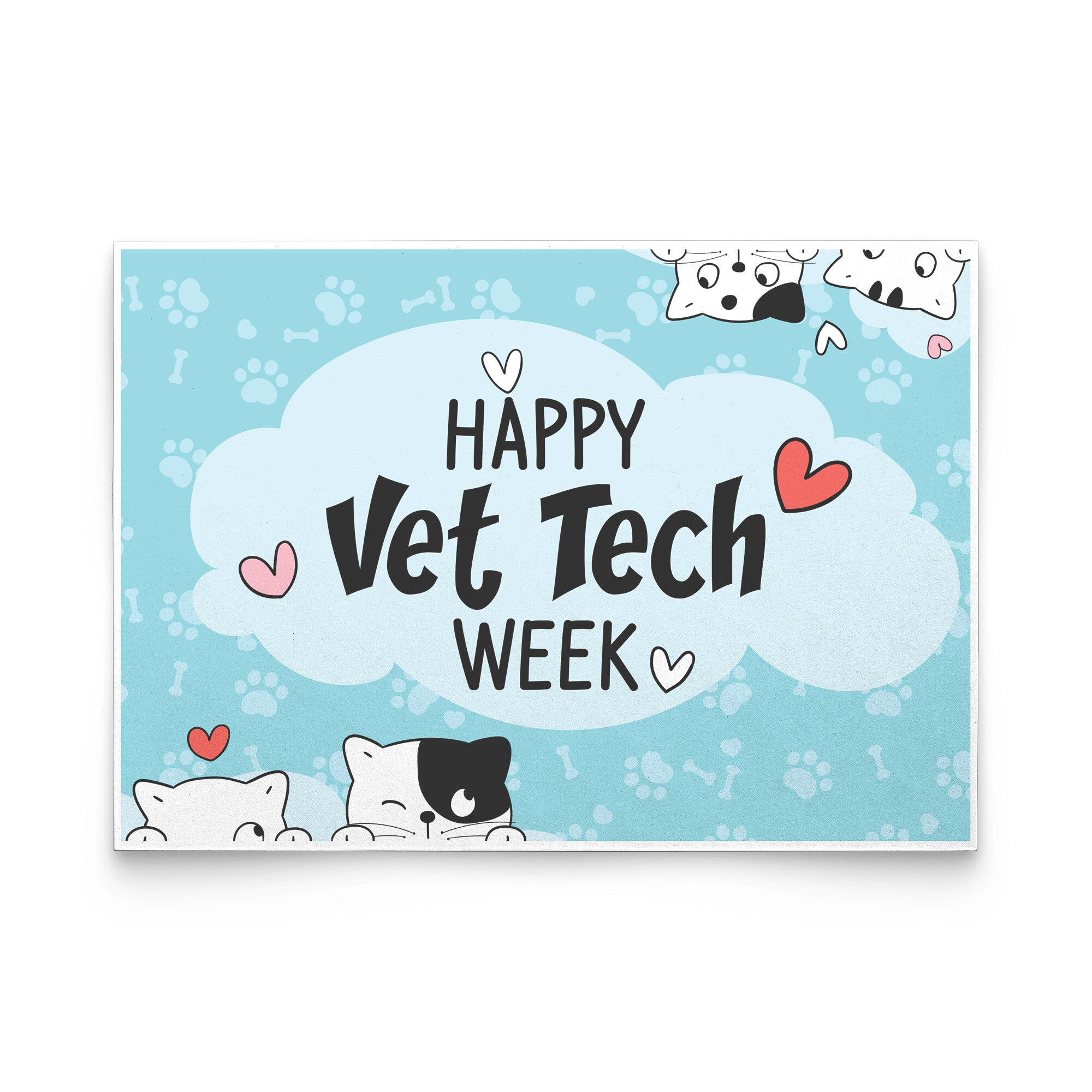 Happy Vet Tech Week with Cats Set of 10 Flat Cards I love Veterinary