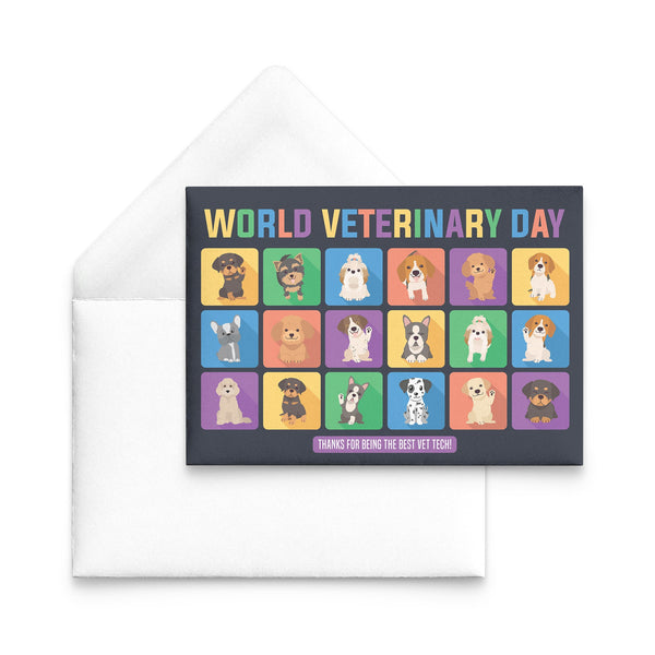 Happy World Veterinary Day! Dogs Flat Card-Postcards-I love Veterinary