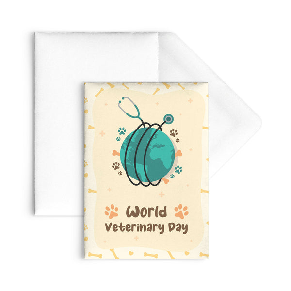 Happy World Veterinary Day! Stethoscope Flat Card-Postcards-I love Veterinary