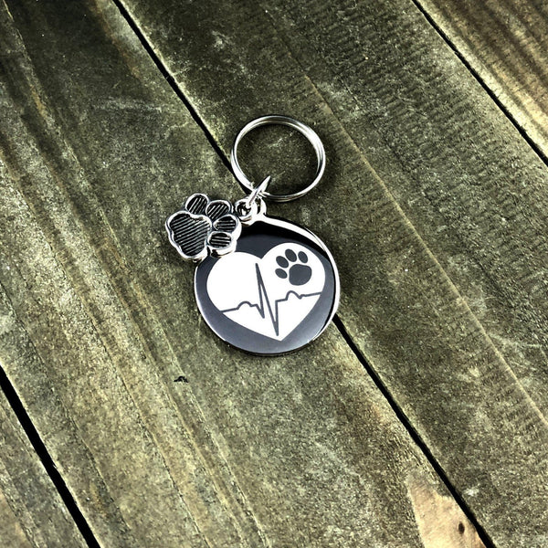 Heart tracing paw print Stethoscope tag-Stethoscope tag-I love Veterinary