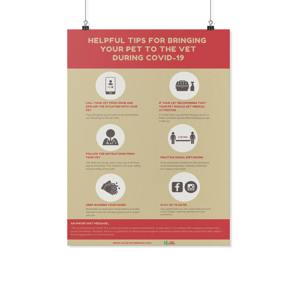 Helpful Tips for Bringing Your Pet to the Vet During COVID-19 Poster-Posters-I love Veterinary