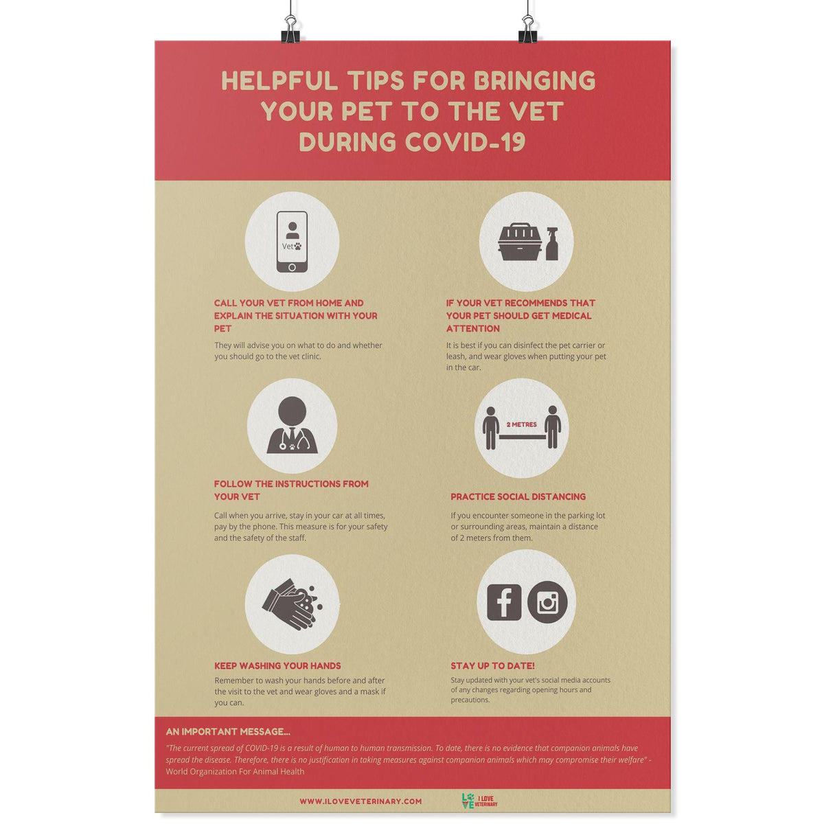 Helpful Tips for Bringing Your Pet to the Vet During COVID-19 Poster-Posters-I love Veterinary