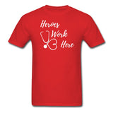 Heroes work here 3 Unisex T-Shirt-Unisex Classic T-Shirt | Fruit of the Loom 3930-I love Veterinary