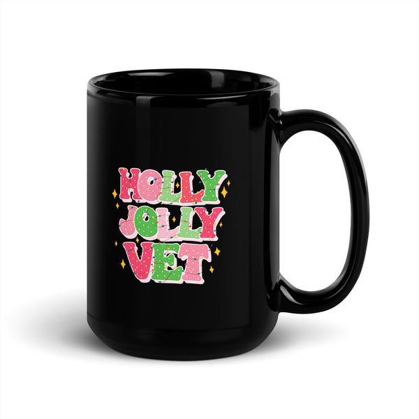 Holly Jolly Vet Full Color Mug-Black Glossy Mug-I love Veterinary