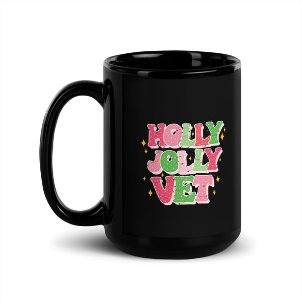 Holly Jolly Vet Full Color Mug-Black Glossy Mug-I love Veterinary
