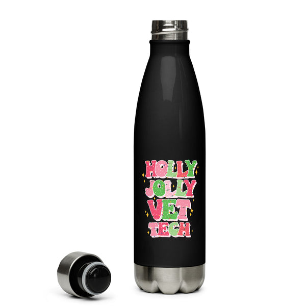 Holly Jolly Vet Tech 17 oz Stainless Steel Water Bottle-Stainless Steel Water Bottle-I love Veterinary