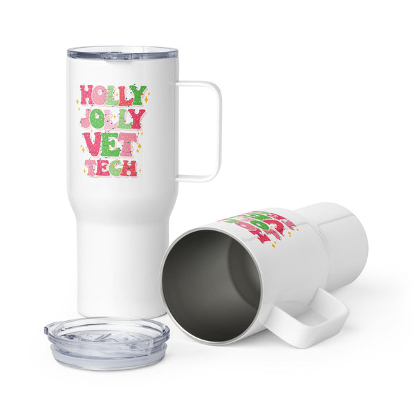 Holly Jolly Vet Tech Travel mug with a handle-I love Veterinary